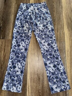 Y2K Vintage💙TARK 1 Paris Blue and White Daisy Floral Print Pants Size 3🌼